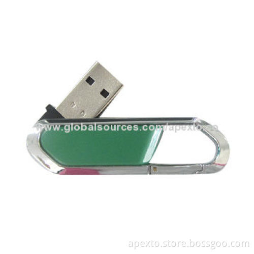 Green Swivel USB Flash Drive with Up to 32GB Memory Capacity and Plug-and-play Function